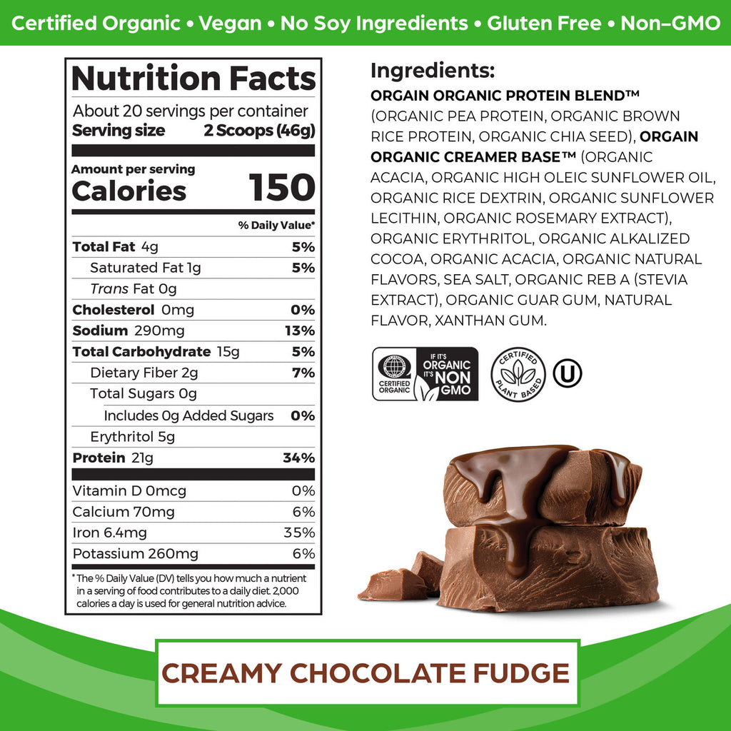 Orgain Plant Based Creamy Chocolate Fudge