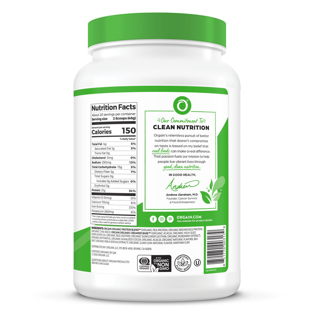 Orgain Plant Based Creamy Chocolate Fudge