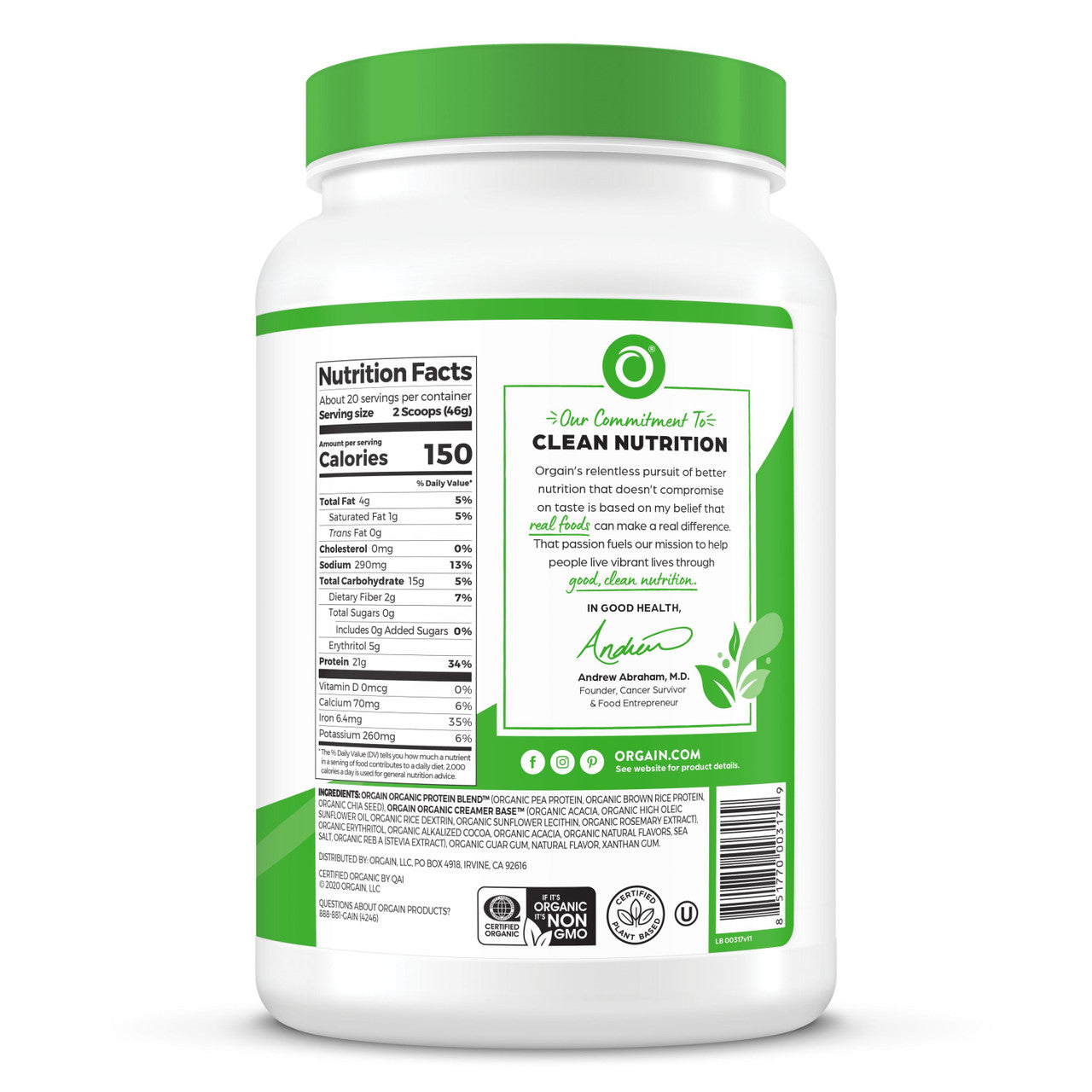 Orgain Plant Based Creamy Chocolate Fudge