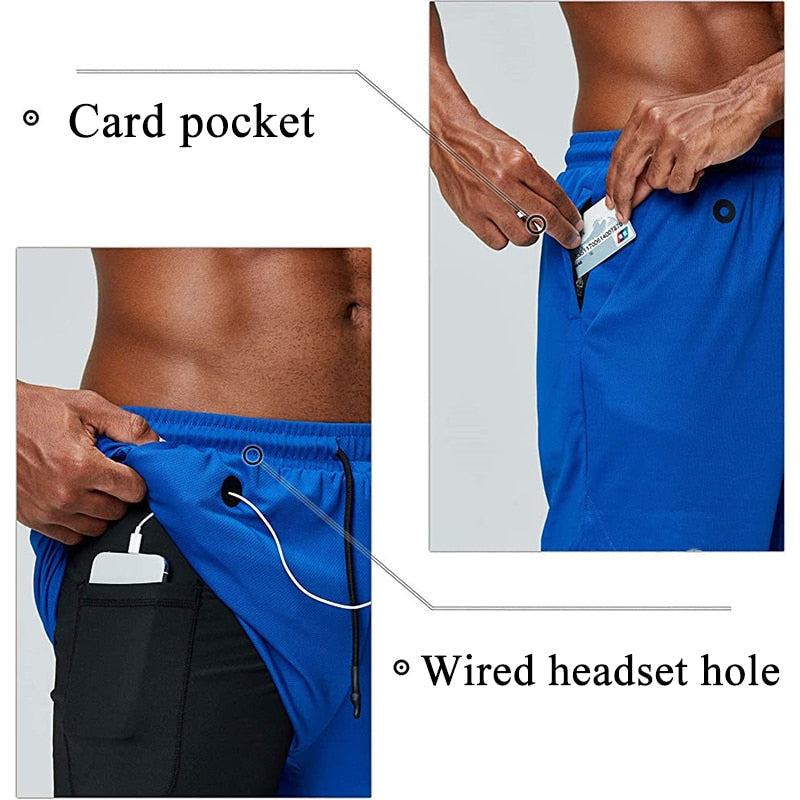 Men Running Shorts 2 In 1 Sport