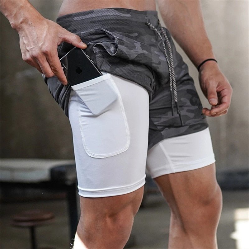 Men 2 In 1 Running Gym Shorts
