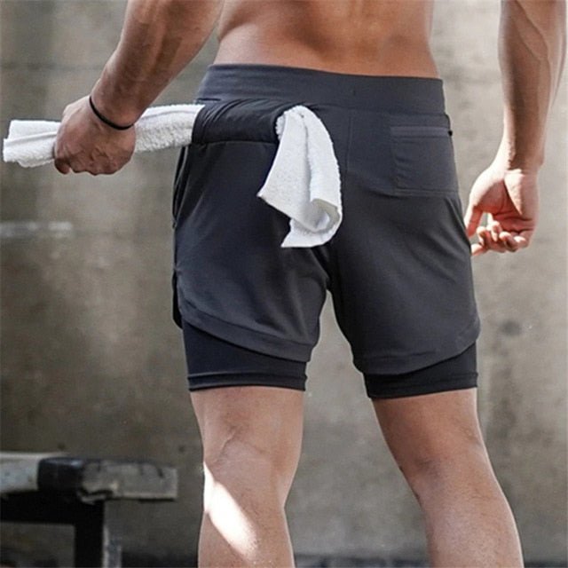 Men 2 In 1 Running Gym Shorts