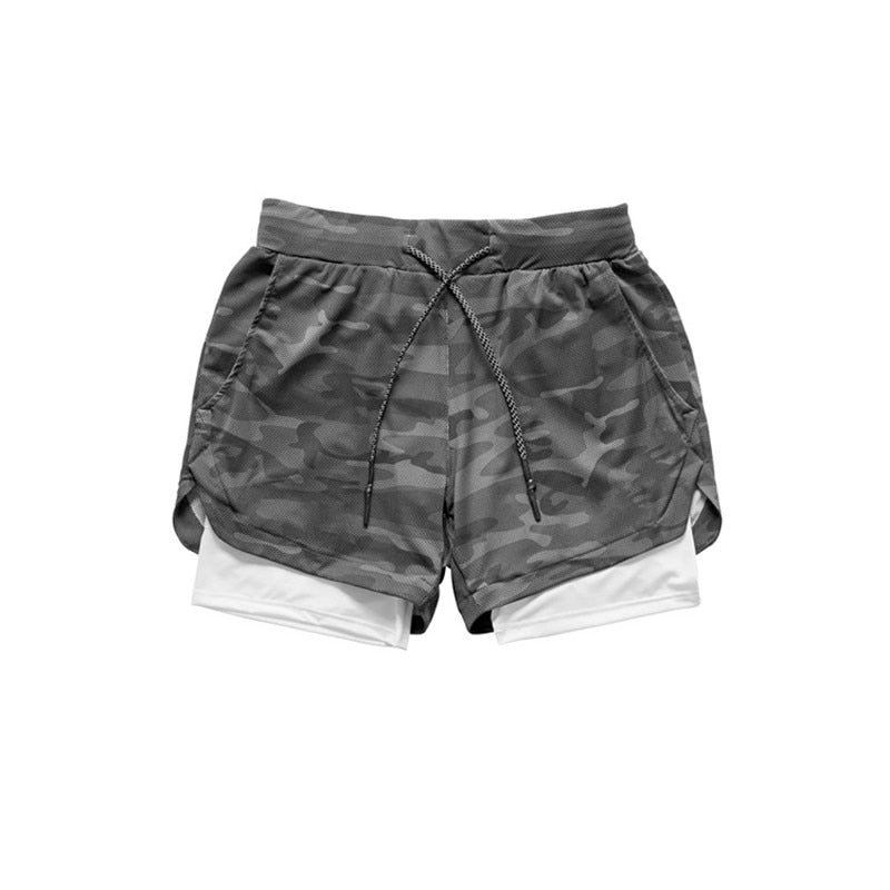 Men 2 In 1 Running Gym Shorts