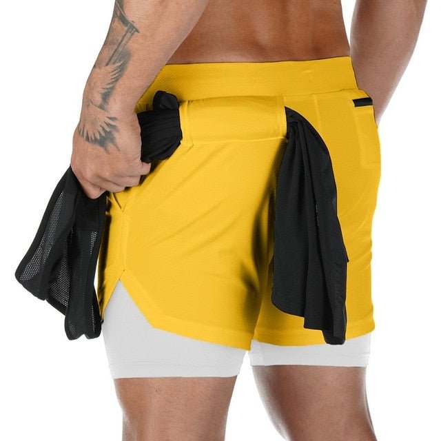 Men 2 In 1 Running Gym Shorts