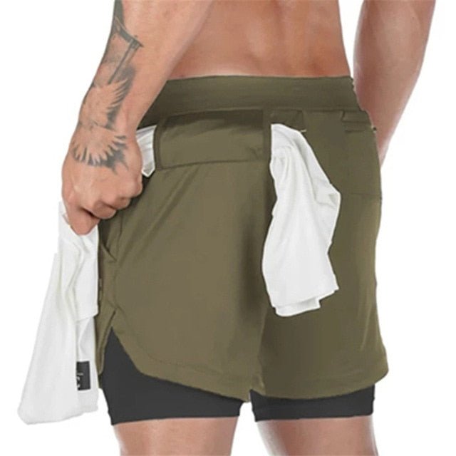 Men 2 In 1 Running Gym Shorts