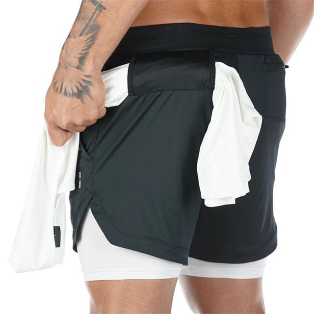 Men 2 In 1 Running Gym Shorts