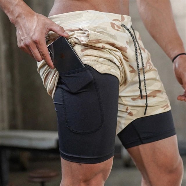 Men 2 In 1 Running Gym Shorts
