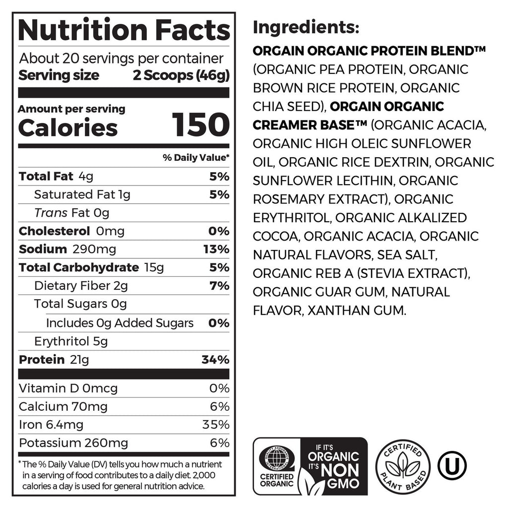 Orgain Plant Based Creamy Chocolate Fudge