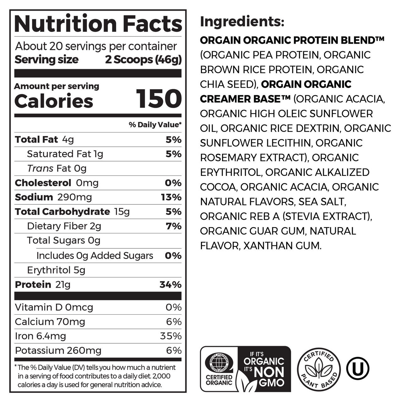 Orgain Plant Based Creamy Chocolate Fudge